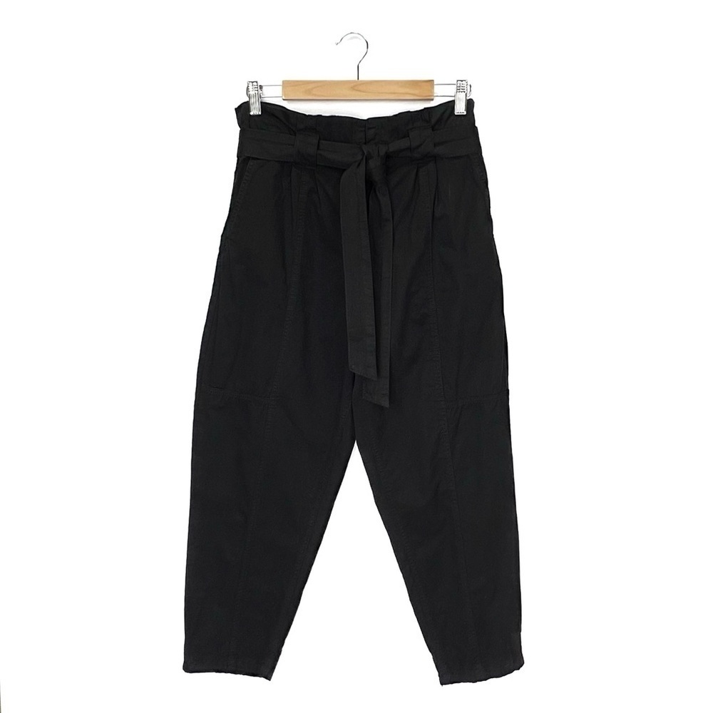 Blank NYC Black Cotton Pants Size 29/8 Paper Bag Waist Joggers Tie Waist New NWT